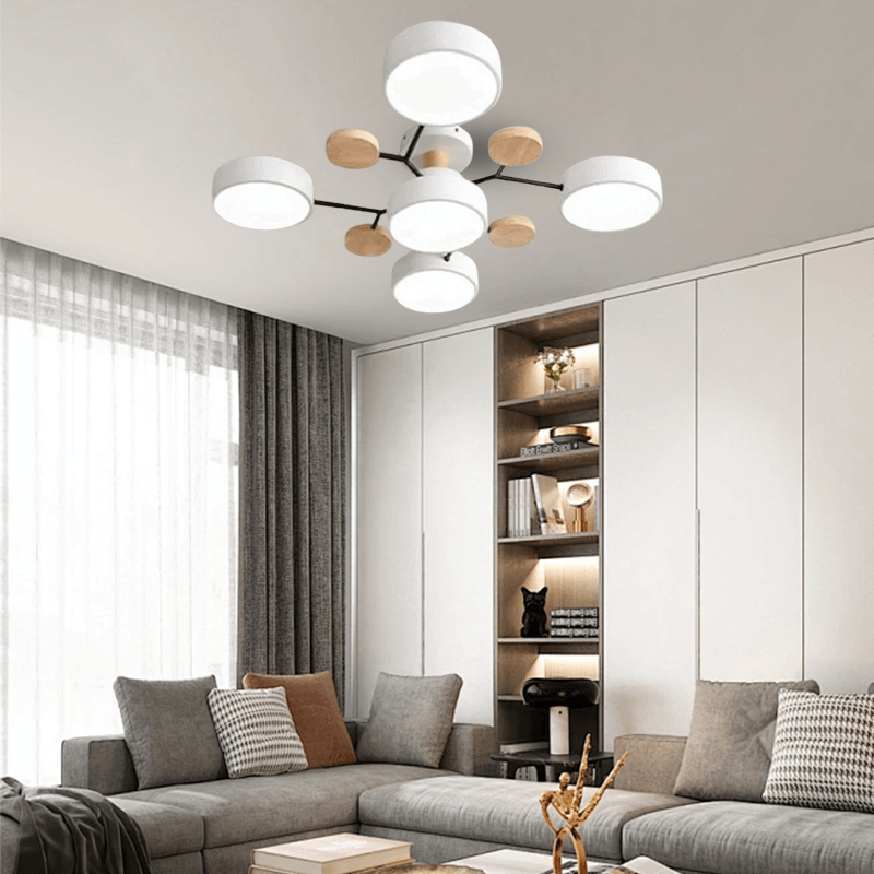 Modern Round White Ceiling Light for Living Room 5 Heads